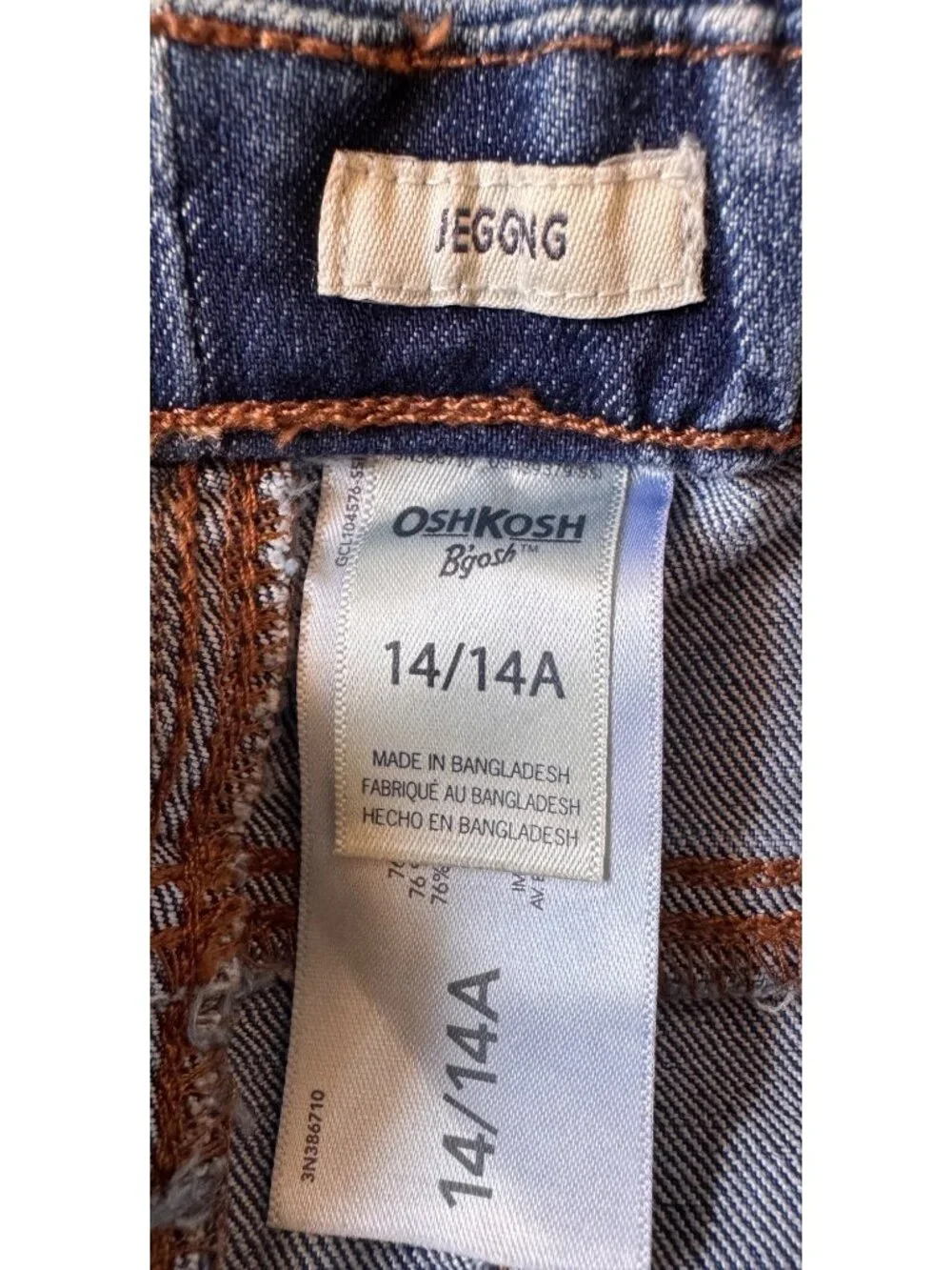 Oshkosh B’gosh Girls Pull On Denim Jeggings Medium Wash Blue Size 14